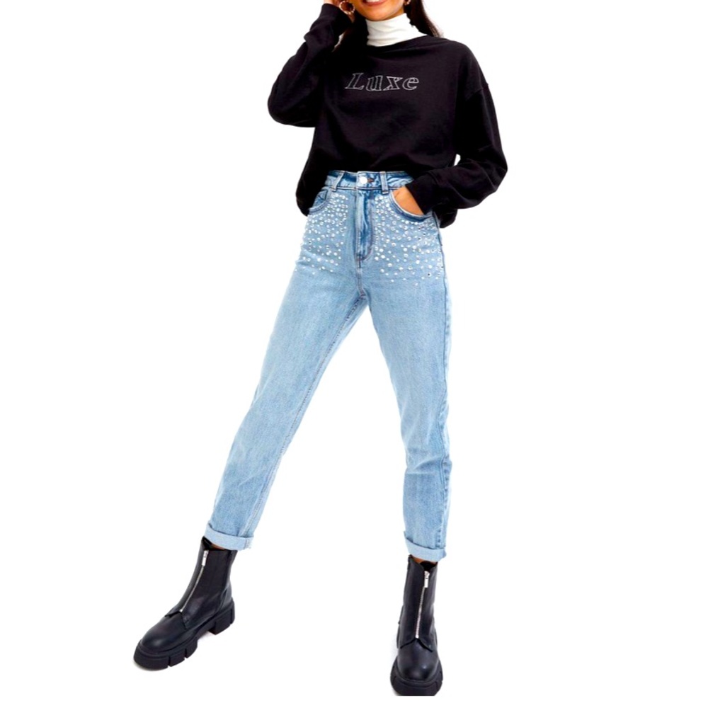 BNWT Gem Studded Mom Jeans.